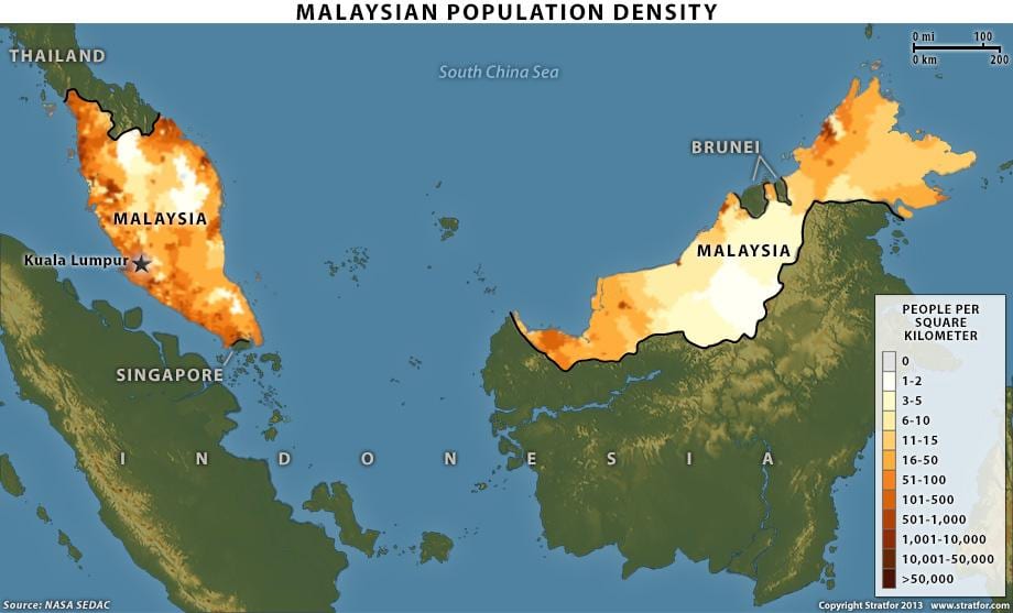 malajzisë dendësia e popullsisë map