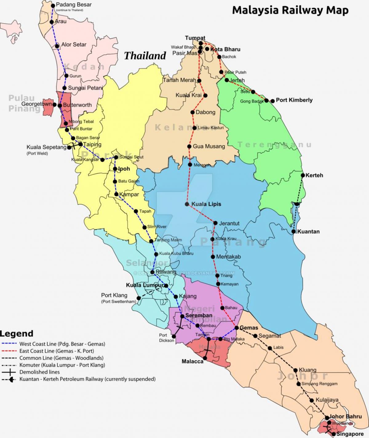 harta e trenit të malajzi